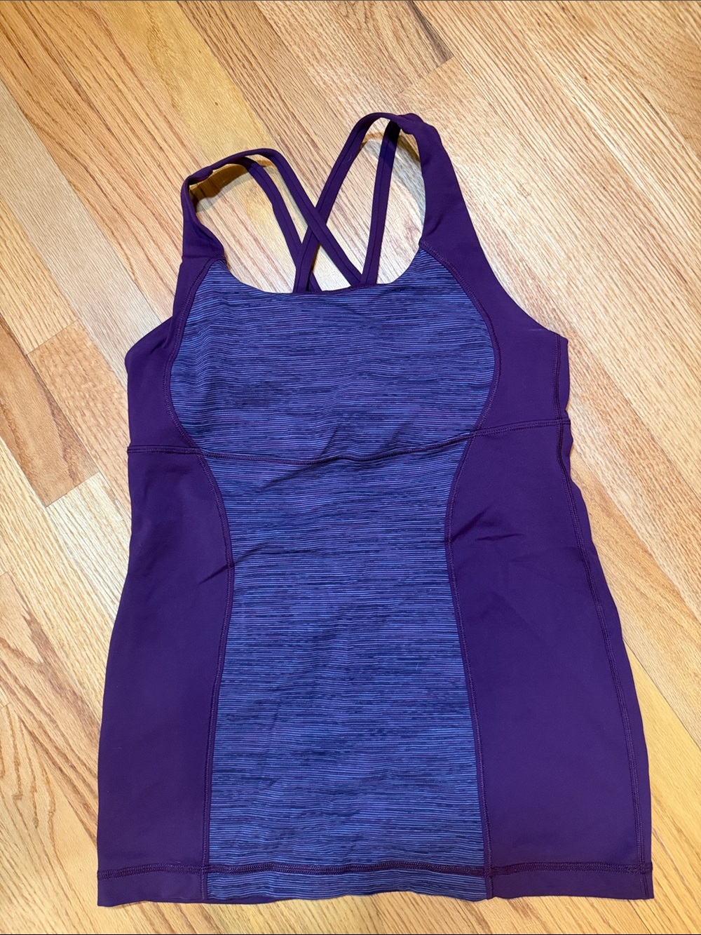 lululemon athletica Purple Cross-Back Tank with Heathered Panel